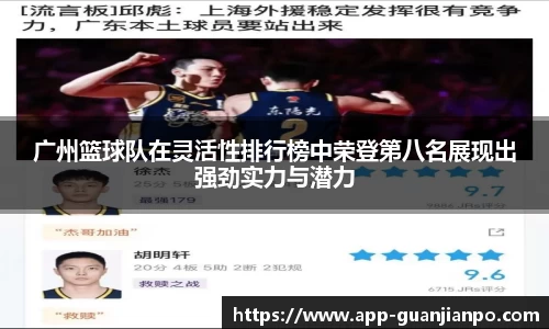 广州篮球队在灵活性排行榜中荣登第八名展现出强劲实力与潜力